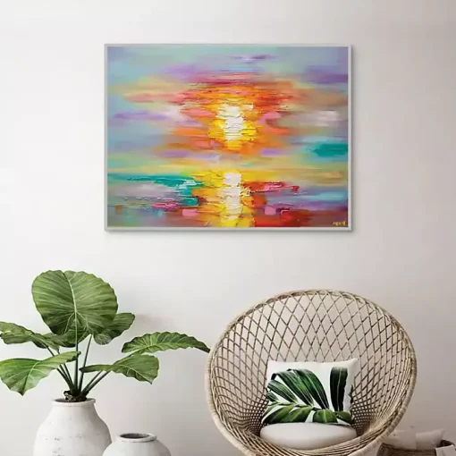 Abstract Sunrise Framed Canvas Art Print