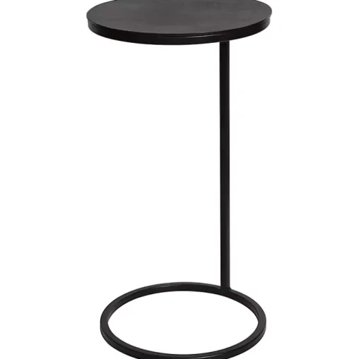 Aged Black Metal Frame Slab Top Accent Table