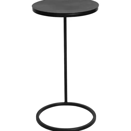 Aged Black Metal Frame Slab Top Accent Table