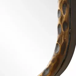 Aged Bronze Hammered Metal Wall Mirror