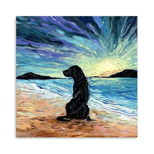 Aja Trier Black Lab Beach Days Canvas Art Print
