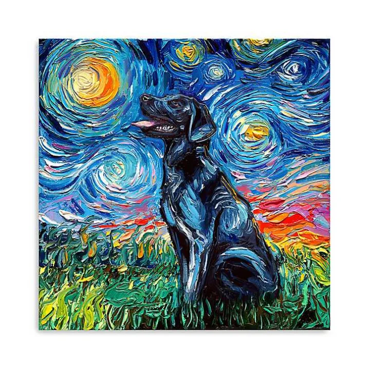 Aja Trier Black Lab Starry Night Canvas Print