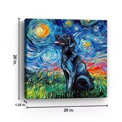 Aja Trier Black Lab Starry Night Canvas Print