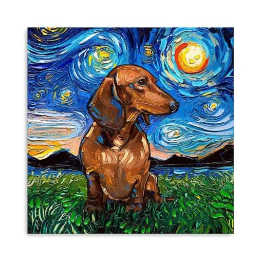 Aja Trier Dachshund I Starry Night Canvas Print