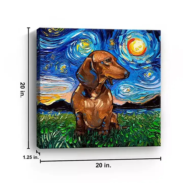 Aja Trier Dachshund I Starry Night Canvas Print
