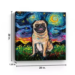 Aja Trier Pug Starry Night Canvas Art Print