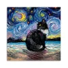 Aja Trier Tuxedo Cat Starry Night Canvas Art Print