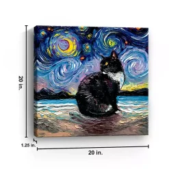 Aja Trier Tuxedo Cat Starry Night Canvas Art Print
