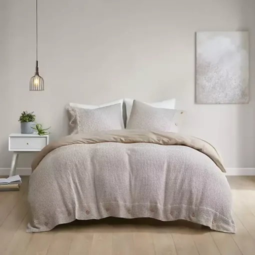 Alaya Tan 4-pc. Full/Queen Waffle Duvet Set