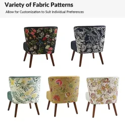 Alex Black Upholstered Floral Back Accent Chair