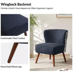 Alex Navy Upholstered Floral Back Accent Chair