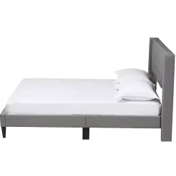 Amala Gray Button Tufted Queen Bed Frame