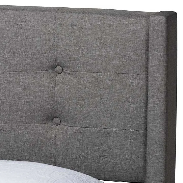Amala Gray Button Tufted Queen Bed Frame