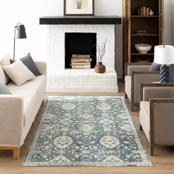 Amanda Anthracite Washable Area Rug, 9x6