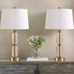 Amber Faceted Glass Table Lamp