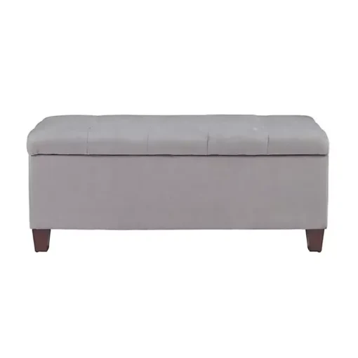 Amelia Tufted Gray Shoe Storage Ottoman Bench
