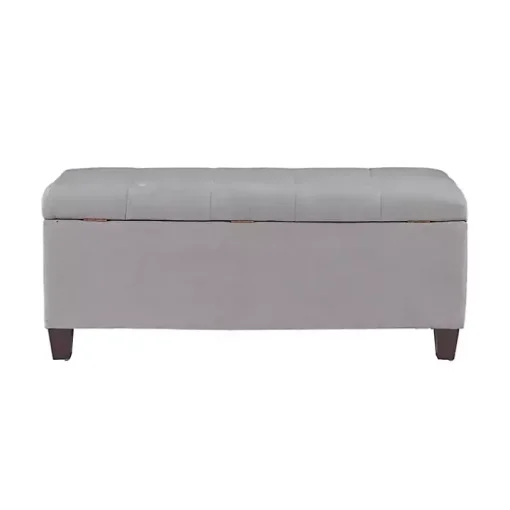 Amelia Tufted Gray Shoe Storage Ottoman Bench