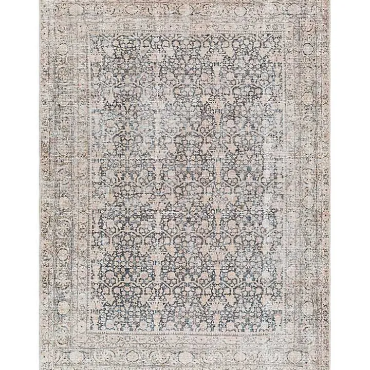 Amelie Black Traditional Washable Area Rug, 6x9