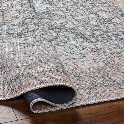 Amelie Black Traditional Washable Area Rug, 6x9