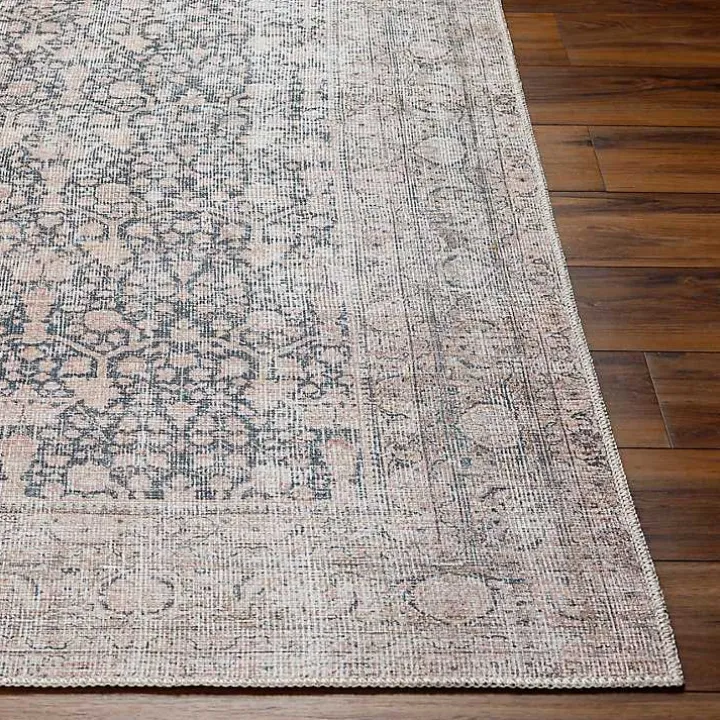 Amelie Black Traditional Washable Area Rug, 6x9