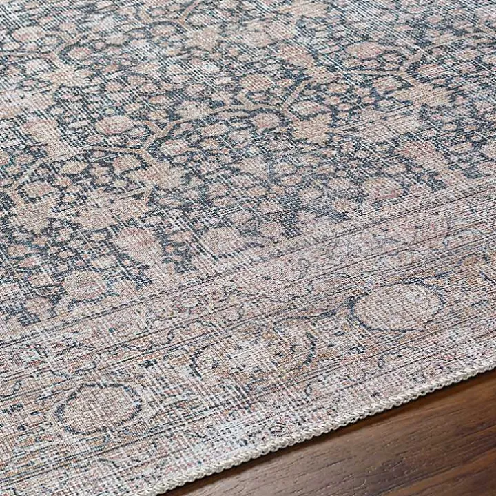 Amelie Black Traditional Washable Area Rug, 6x9