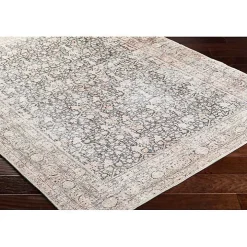 Amelie Black Traditional Washable Area Rug, 6x9