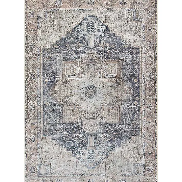 Amelie Navy Blue Classic Washable Area Rug, 6x9