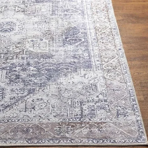 Amelie Navy Blue Classic Washable Area Rug, 5x7