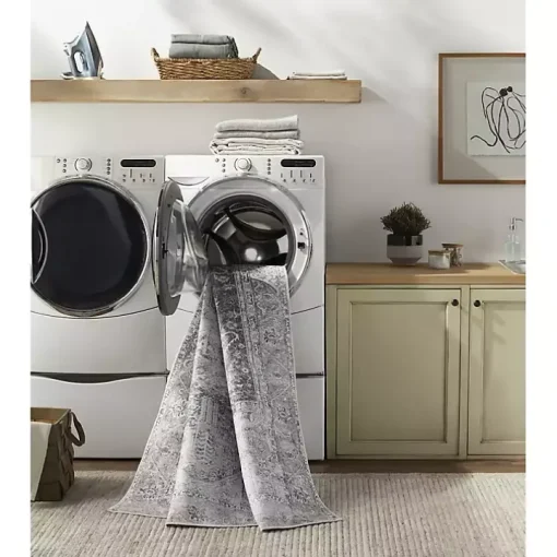 Amelie Navy Blue Classic Washable Area Rug, 5x7
