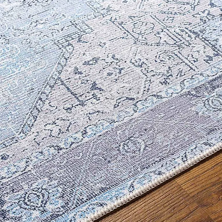 Amelie Silver Blue Classic Washable Area Rug, 5x7