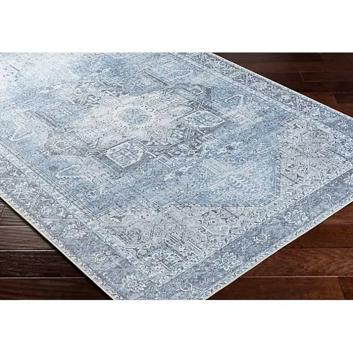 Amelie Silver Blue Classic Washable Area Rug, 7x10