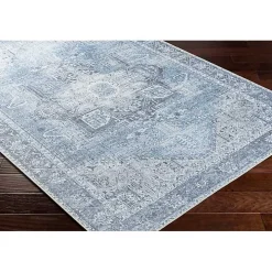 Amelie Silver Blue Classic Washable Area Rug, 5x7