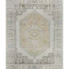 Amelie Yellow Traditional Washable Area Rug, 7x10