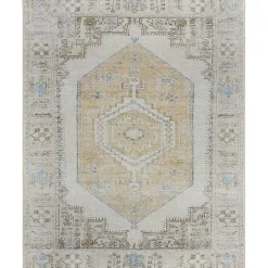 Amelie Yellow Traditional Washable Area Rug, 7x10