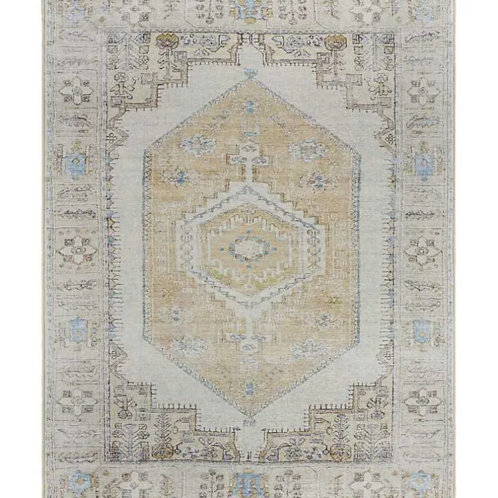 Amelie Yellow Traditional Washable Area Rug, 8x12