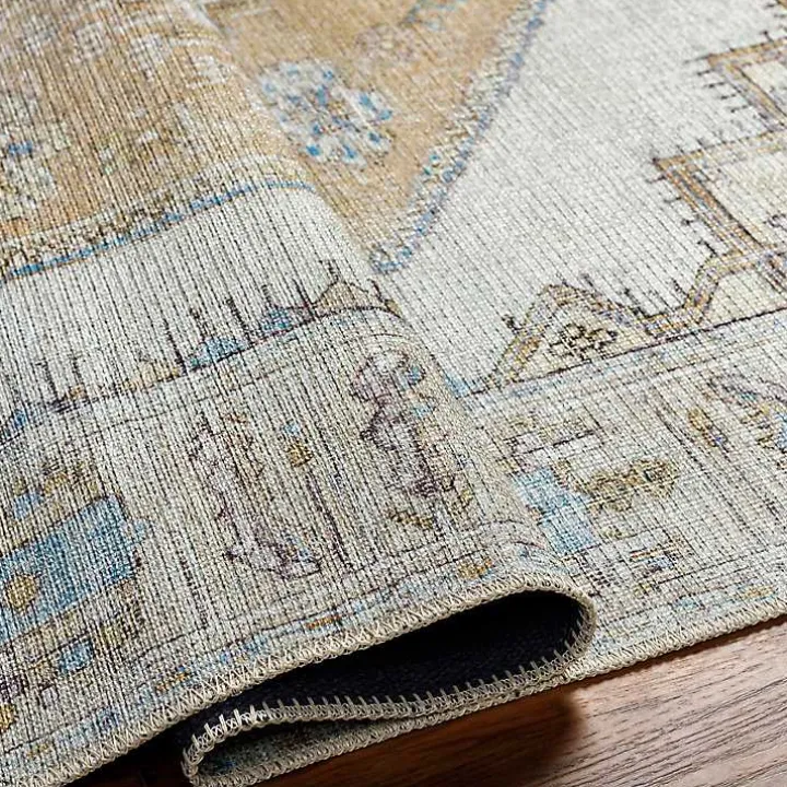 Amelie Yellow Traditional Washable Area Rug, 8x12