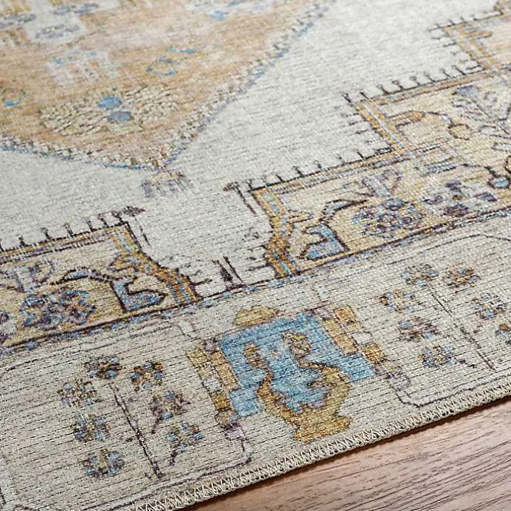 Amelie Yellow Traditional Washable Area Rug, 8x12