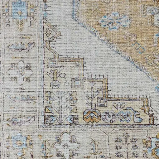 Amelie Yellow Traditional Washable Area Rug, 7x10