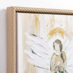 Angel Holding Wreath Framed Canvas Art Print