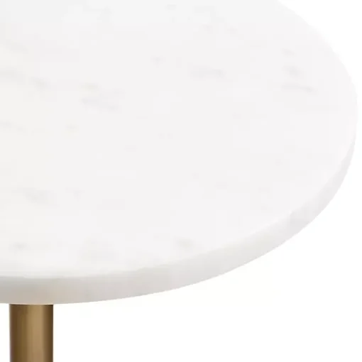 Antique Brass and White Marble Adjustable Table