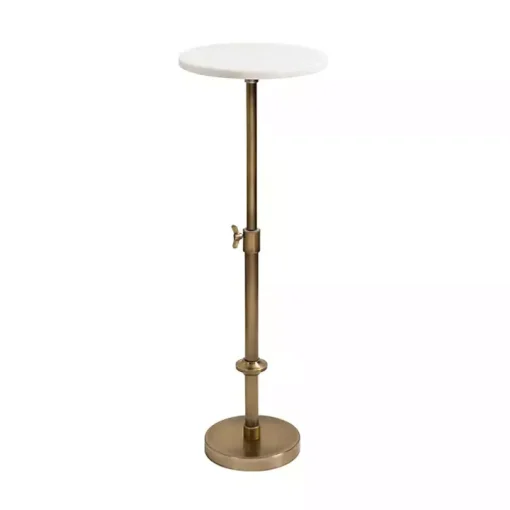 Antique Brass and White Marble Adjustable Table