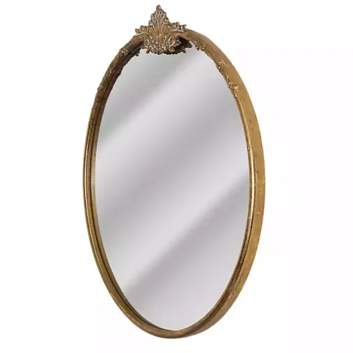 Antique Brass Metal Ornate Round Mirror