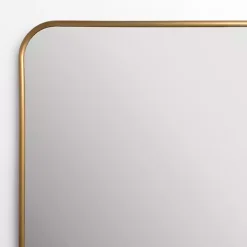 Antique Brass Nouveau Linear Curved Corner Mirror