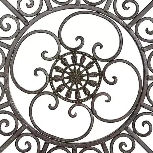 Antique Fleur-de-Lis Medallion Metal Wall Plaque