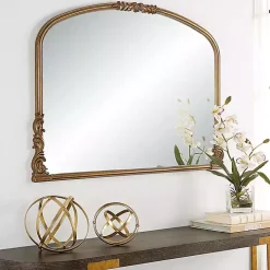 Antique Gold Baroque Arched Wall Mirror
