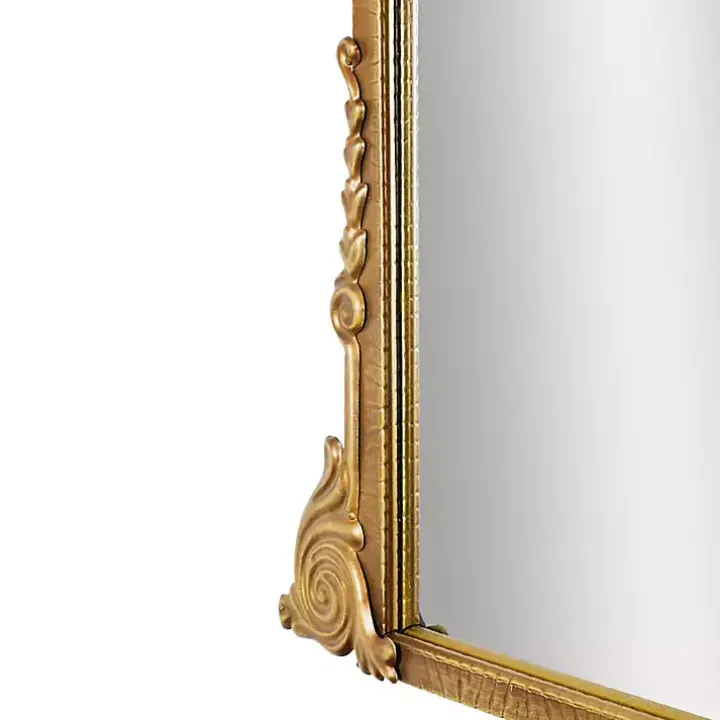 Antique Gold Metal Baroque Arch Wall Mirror