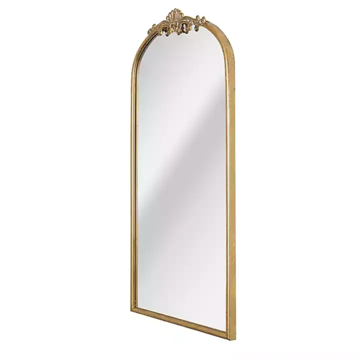 Antique Gold Metal Ornate Arch Wall Mirror