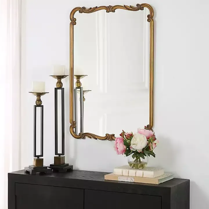Antique Gold Ornate Rectangular Wall Mirror