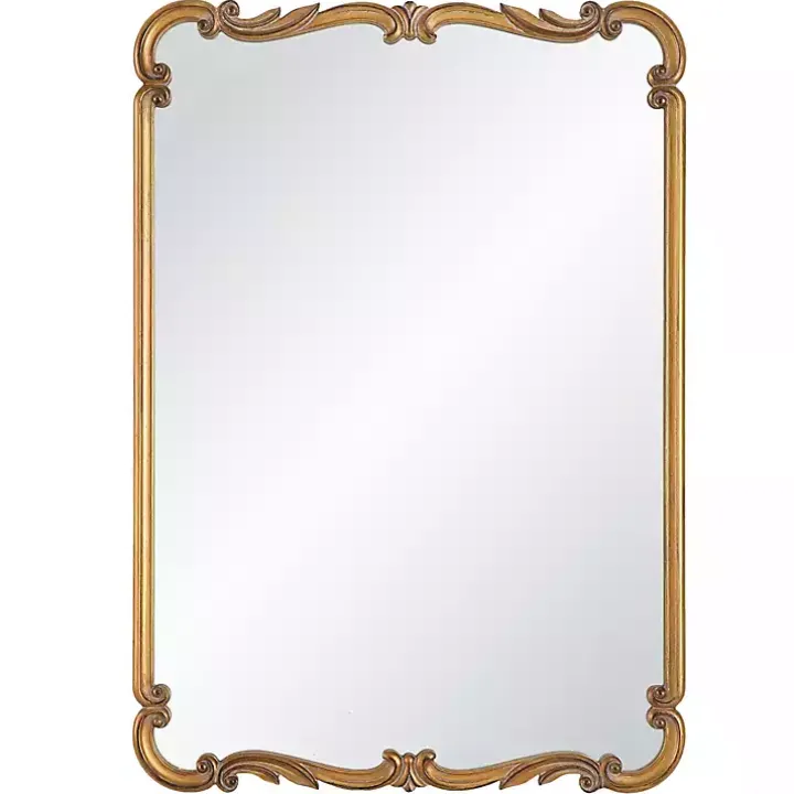Antique Gold Ornate Rectangular Wall Mirror