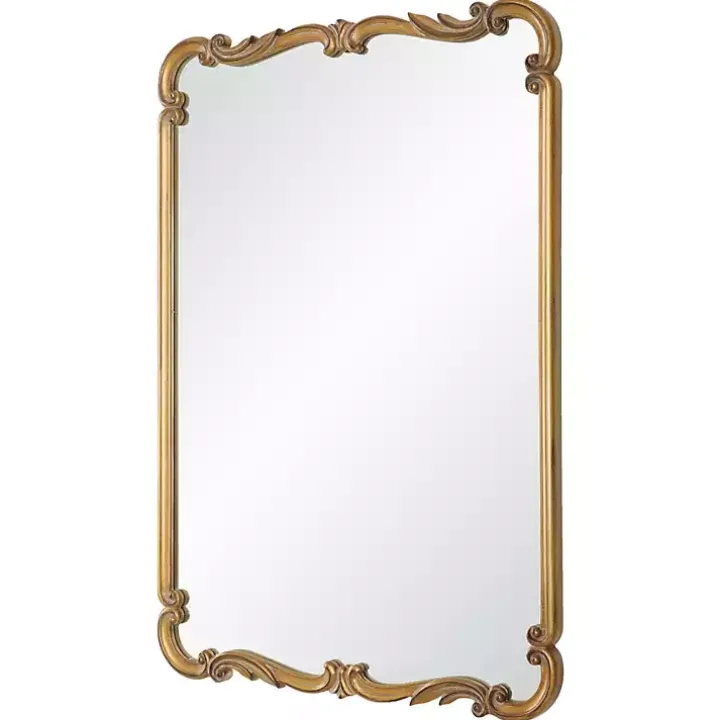 Antique Gold Ornate Rectangular Wall Mirror